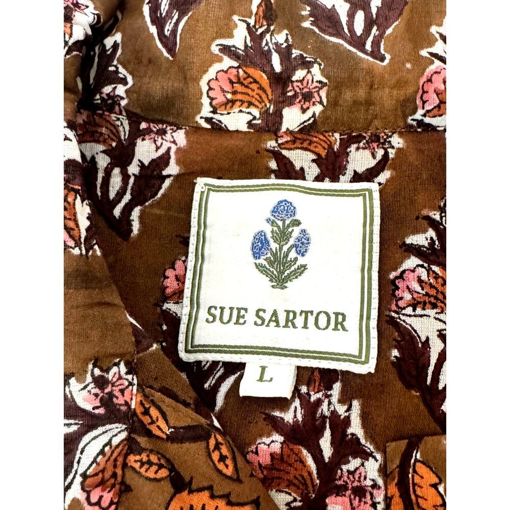 Sue Sartor Bangalore Tunic Block Print Harvest Hues 100% Cotton Sz L - Picture 6 of 10
